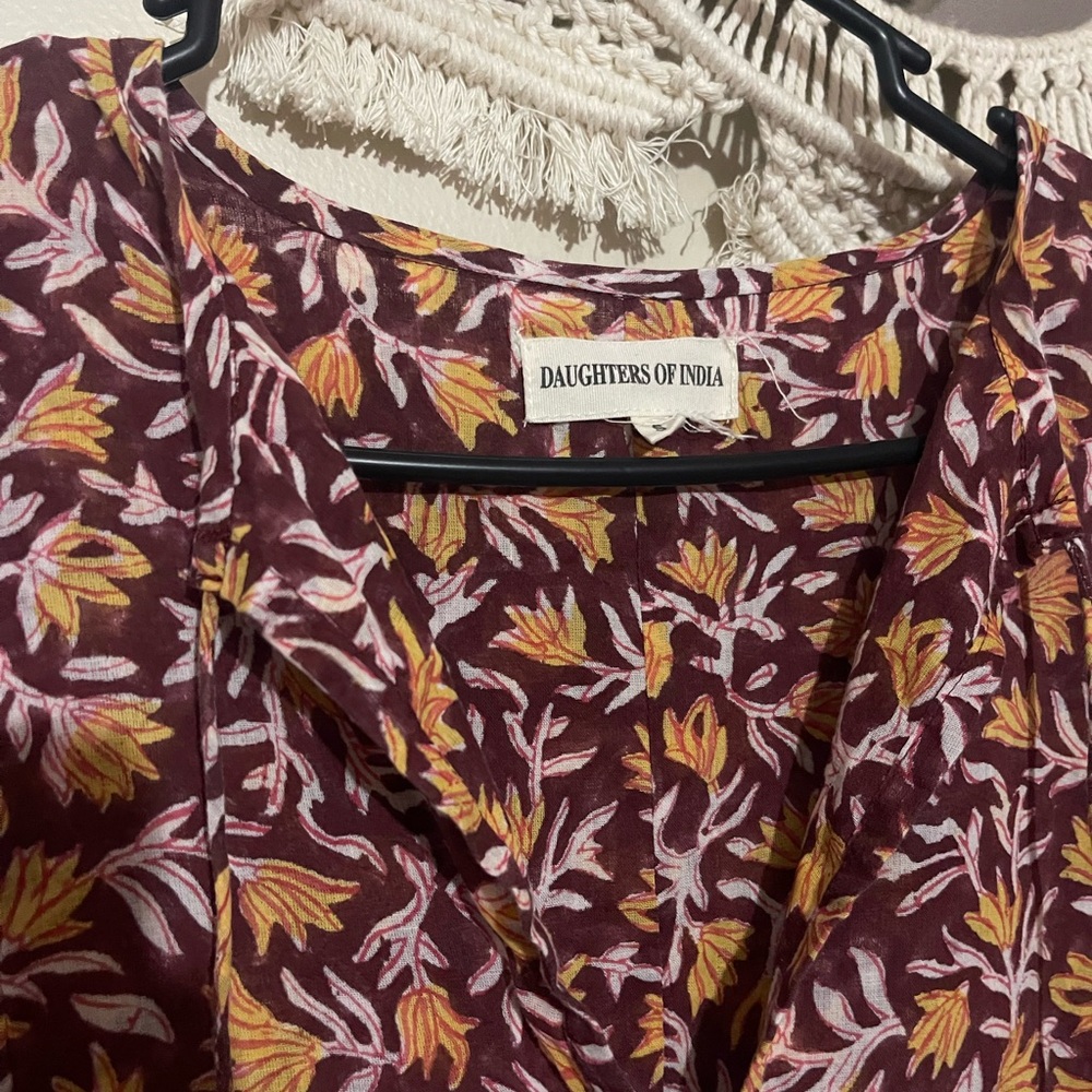 Daughters of India Plum and Mustard Floral Dress - Picture 4 of 4